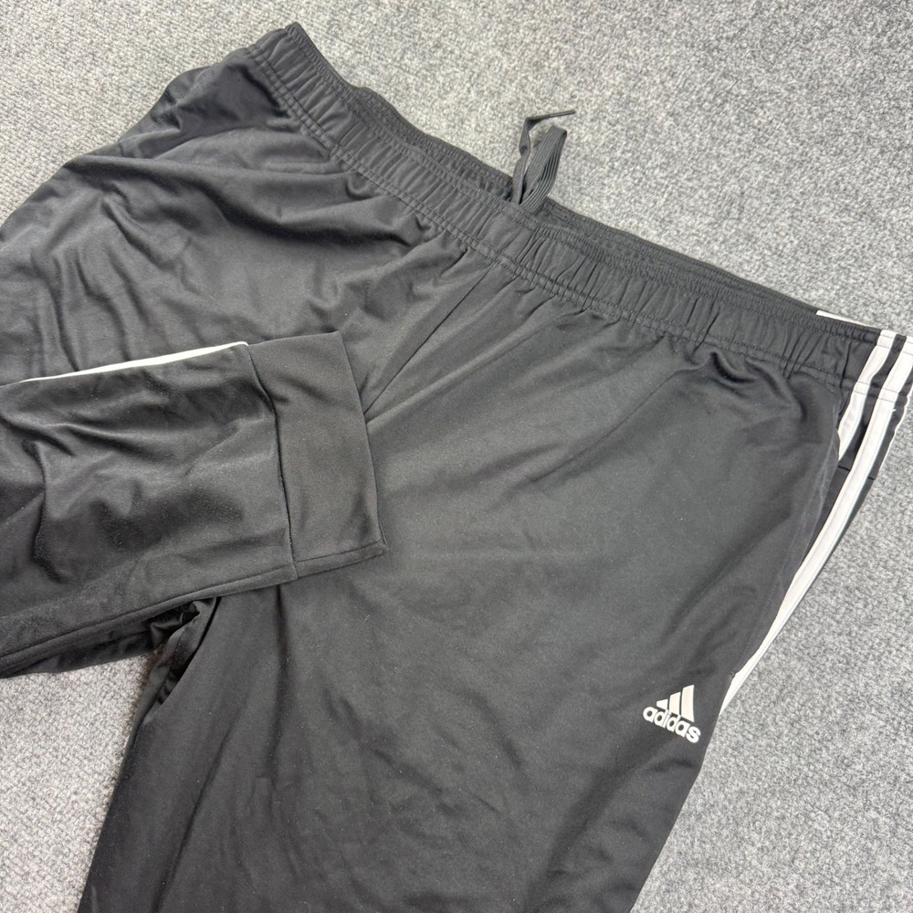Adidas Jogger Pants 3XL Black 3 Stripe Tapered Cuffed Track Mens